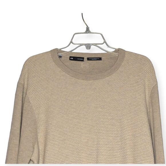 Under Armour Men's Threadborne Wool Blend Beige Crewneck Sweater Size XL - Picture 2 of 14